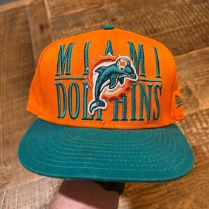 Miami Dolphins Snapback Hat New Era 9FIFTY NFL Orange Teal Vintage Style Cap